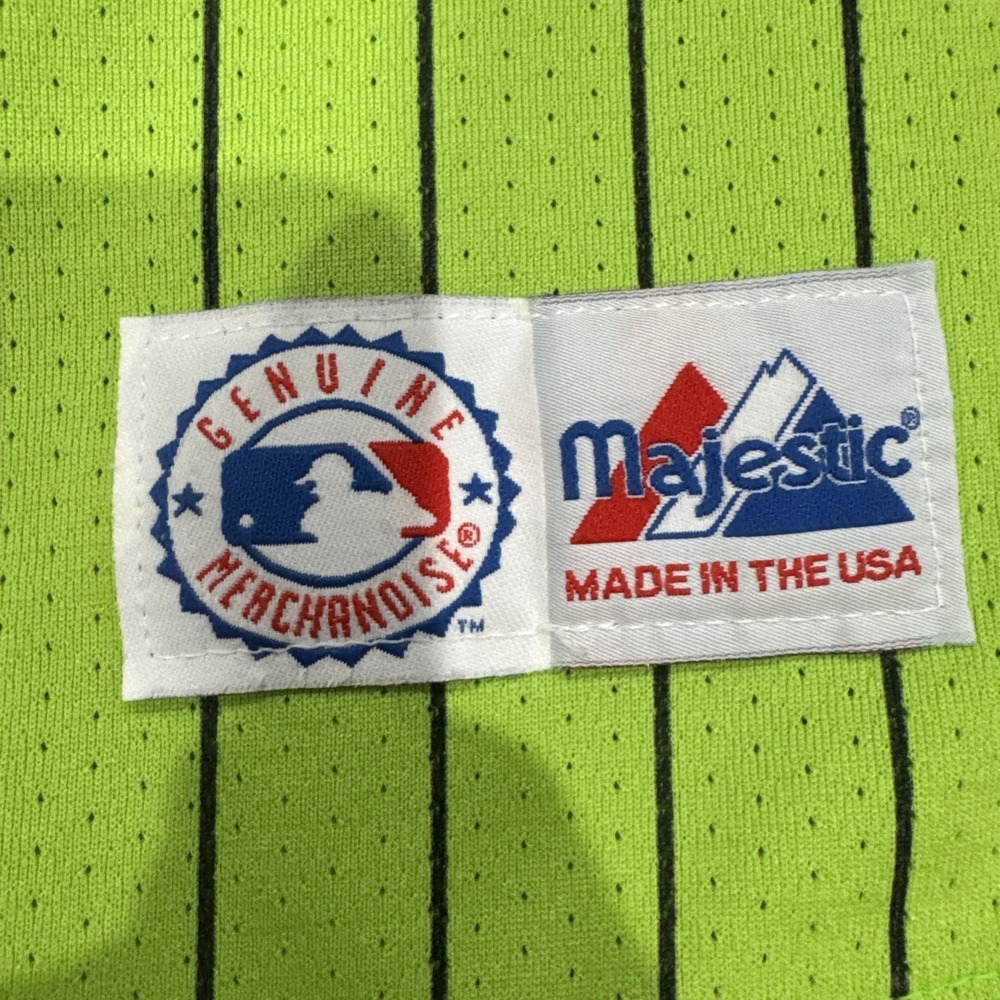 Vintage Seattle Mariners Stitched MLB Majestic Lime Green Pinstripe Jersey 2XL - Picture 3 of 5